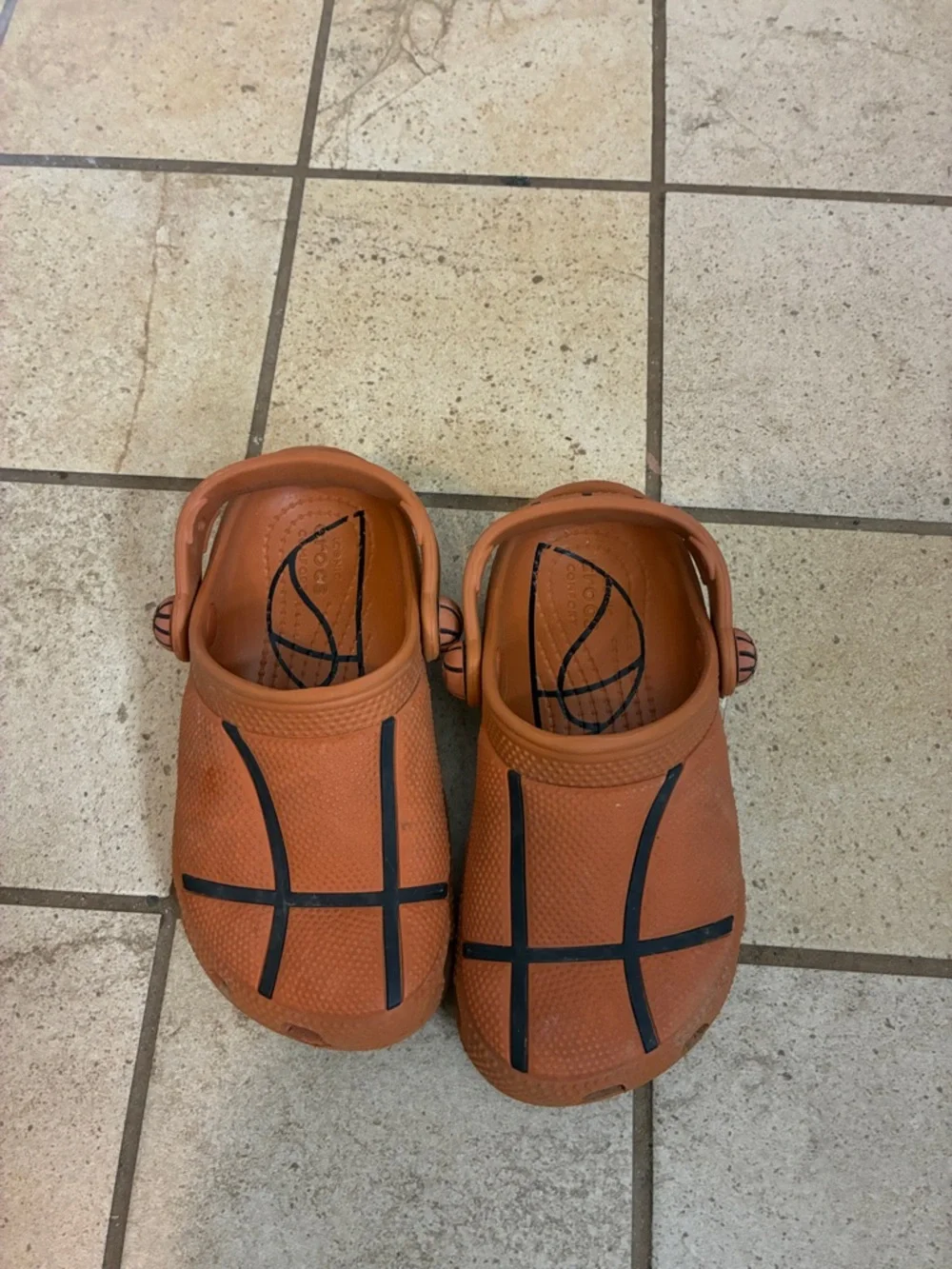 CROCS Kids Orange Basketball Print Clog Sandals